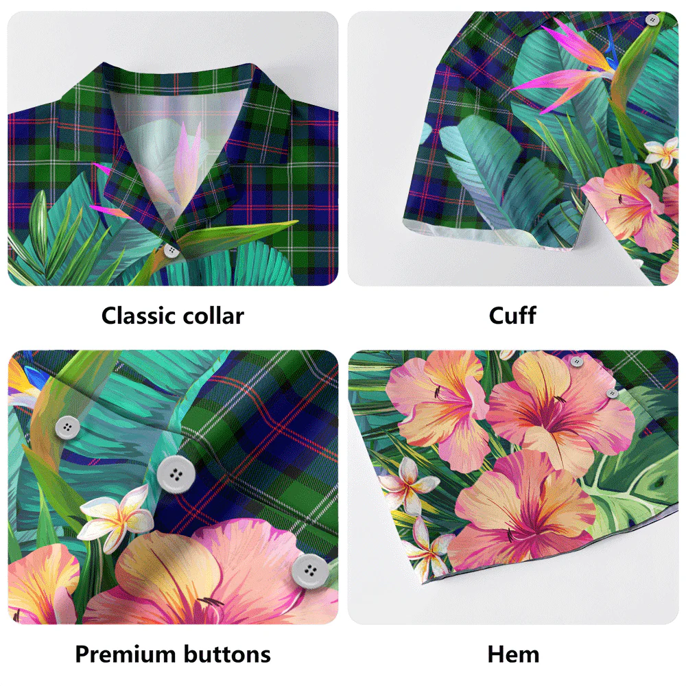 Scottish MacThomas Modern Clan Badge Tartan Hawaiian Shirt Bouquet Tropical Style - Image 5