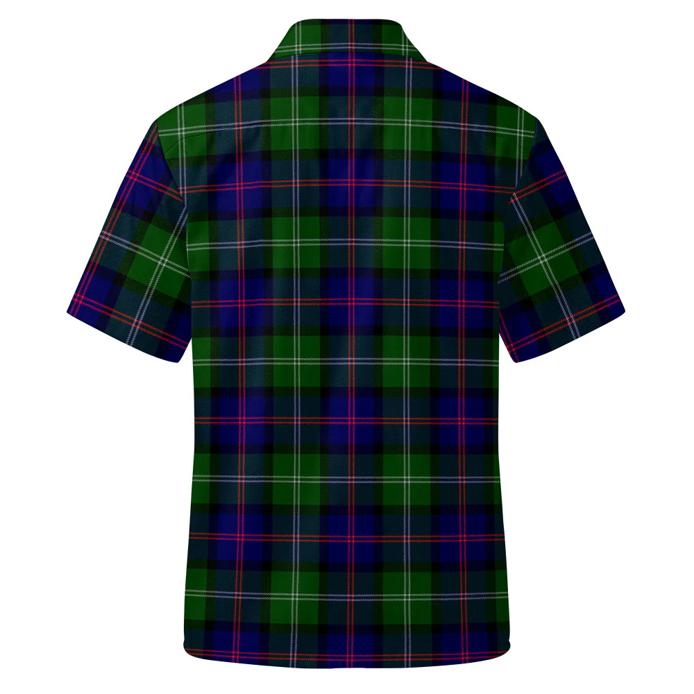 Scottish MacThomas Modern Clan Badge Tartan Short Sleeve Work Shirt - Image 3