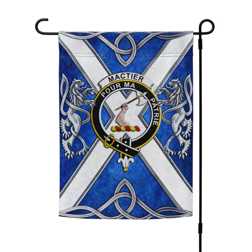 Scottish MacTier Clan Badge Garden Flag Silver Rampant Lion Emblem