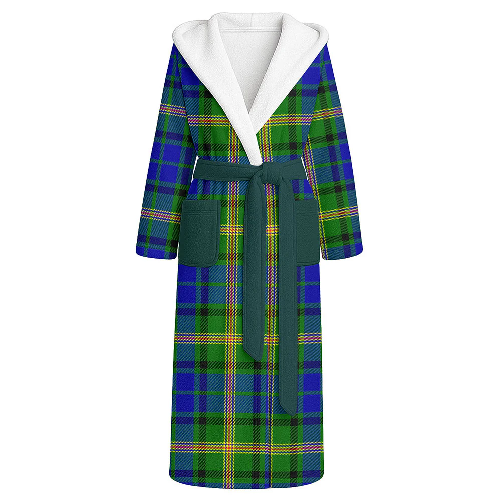 Scottish Maitland Clan Badge Tartan Flannel Hooded Bathrobe