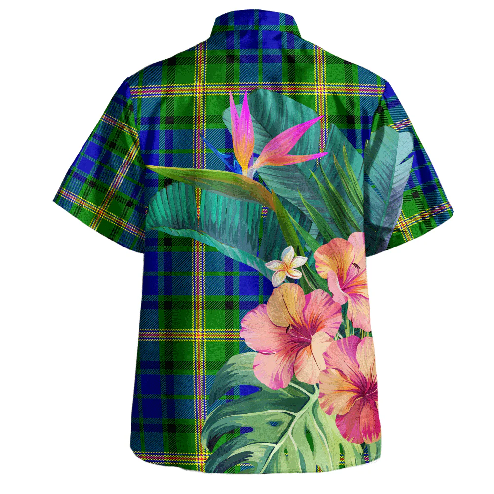 Scottish Maitland Clan Badge Tartan Hawaiian Shirt Bouquet Tropical Style - Image 4