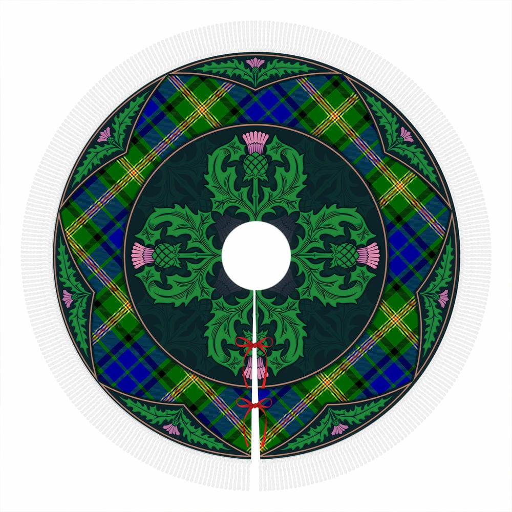 Scottish Maitland Tartan Christmas Tree Skirt Old Scottish Thistle Flower - Image 4