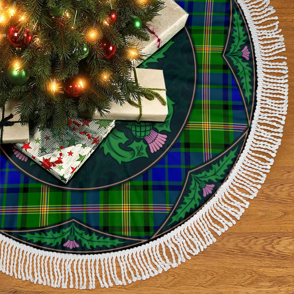 Scottish Maitland Tartan Christmas Tree Skirt Old Scottish Thistle Flower - Image 5