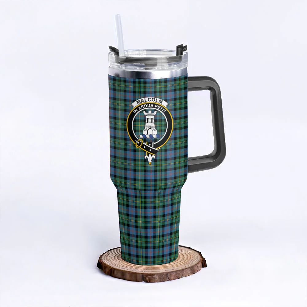 Scottish Malcolm Ancient Clan Badge Tartan 40oz Tumbler - Image 3