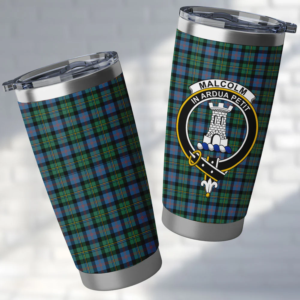 Scottish Malcolm Ancient Clan Badge Tartan Tumbler