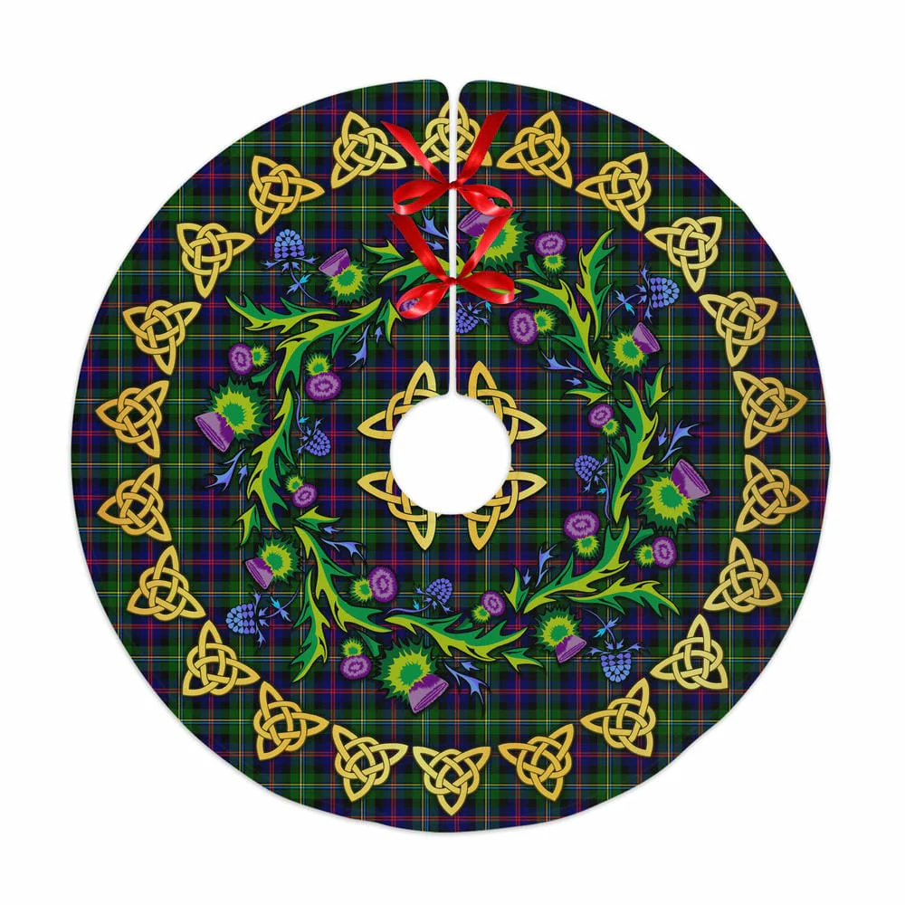 Scottish Malcolm Modern Tartan Thistle Celtic Knot Christmas Tree Skirt
