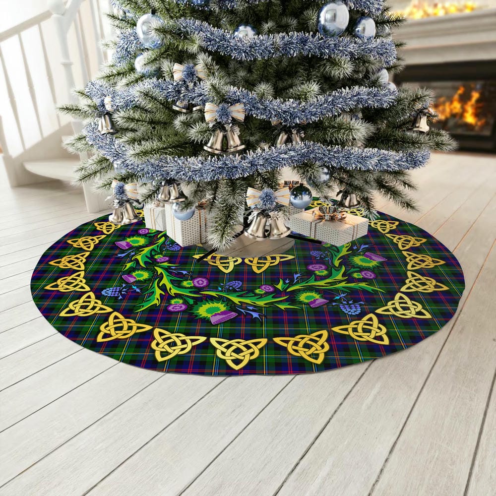 Scottish Malcolm Modern Tartan Thistle Celtic Knot Christmas Tree Skirt - Image 3