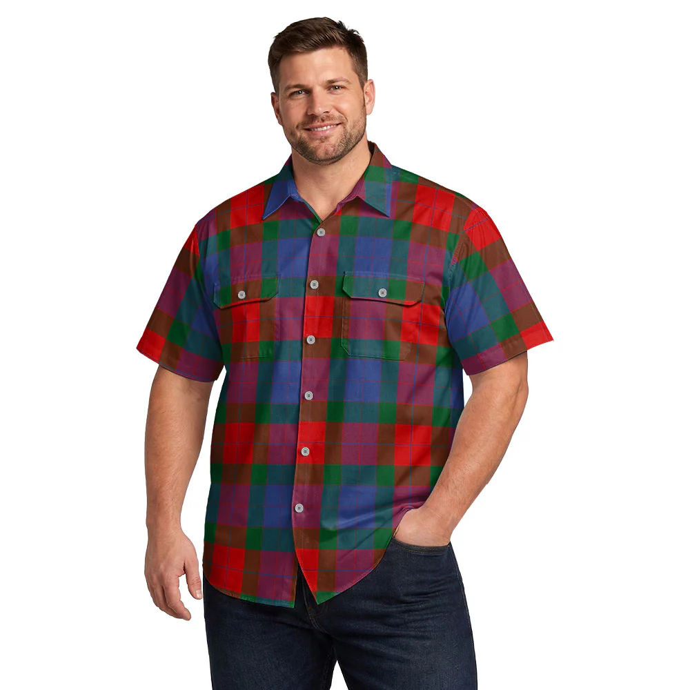 Scottish Mar Clan Badge Tartan Short Sleeve Work Shirt - Image 4