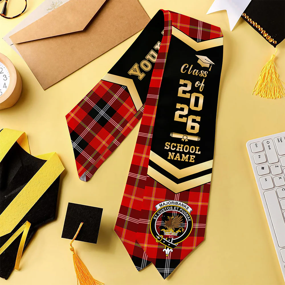 Scottish Marjoribanks Clan Badge Tartan Graduation Stole Black Gold Honor - Image 4