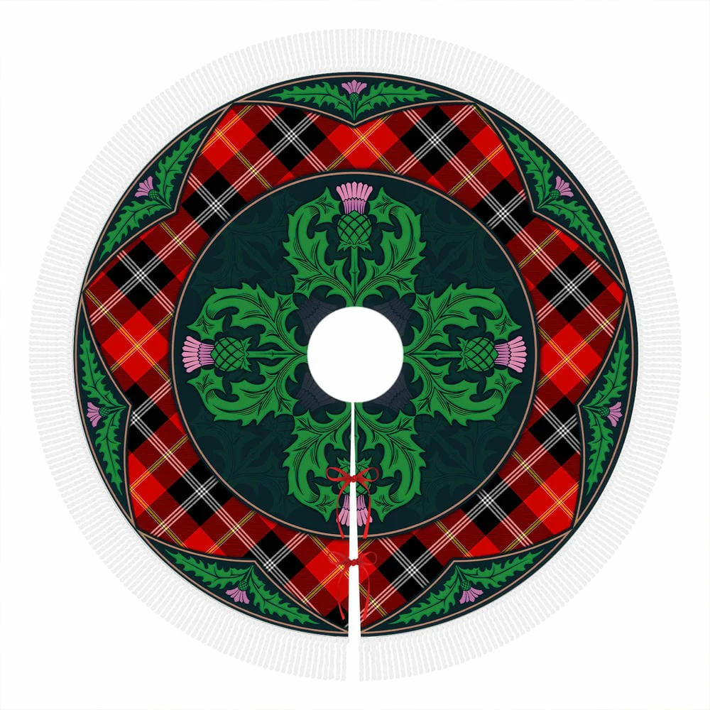 Scottish Marjoribanks Tartan Christmas Tree Skirt Old Scottish Thistle Flower - Image 4