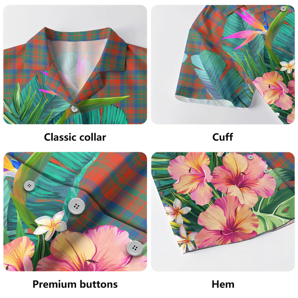 Scottish Matheson Ancient Clan Badge Tartan Hawaiian Shirt Bouquet Tropical Style - Image 5