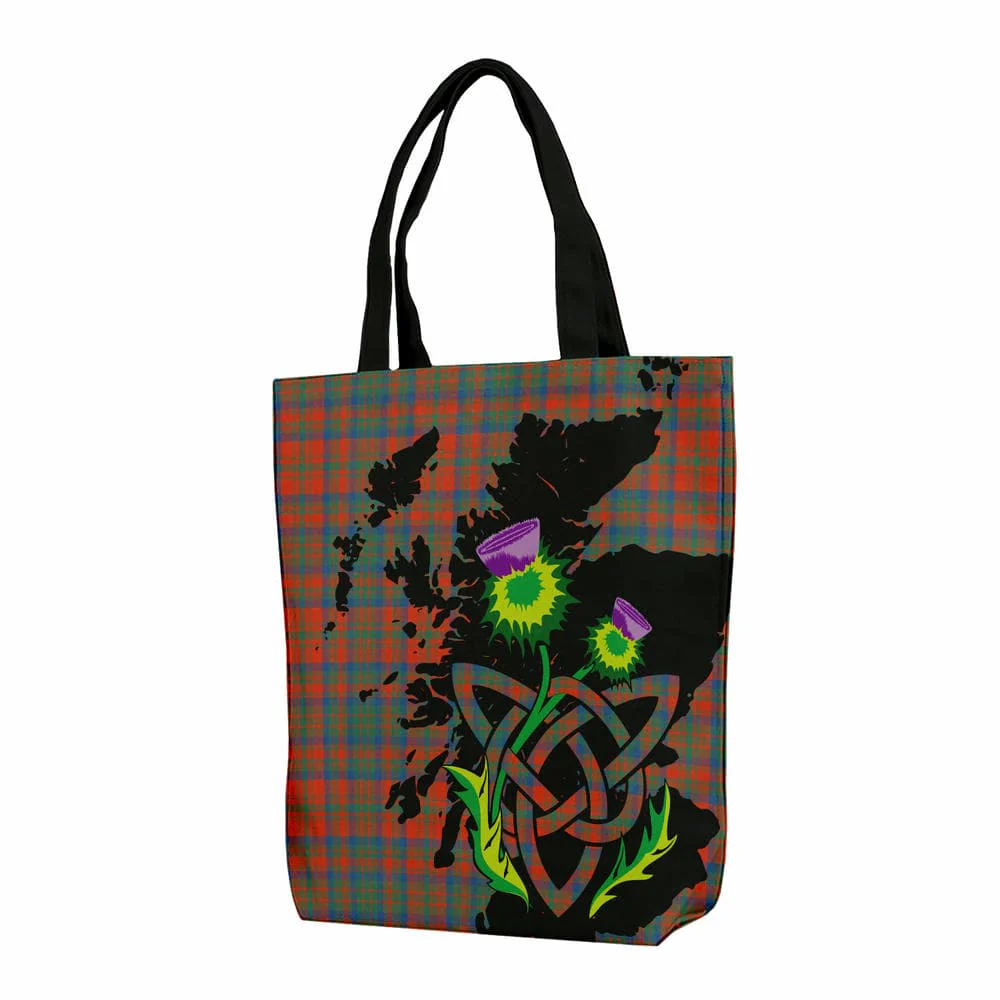 Scottish Matheson Ancient Tartan Canvas Bag With Shoulder Strap With Thistle