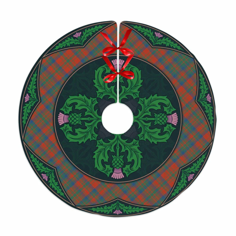 Scottish Matheson Ancient Tartan Christmas Tree Skirt Old Scottish Thistle Flower