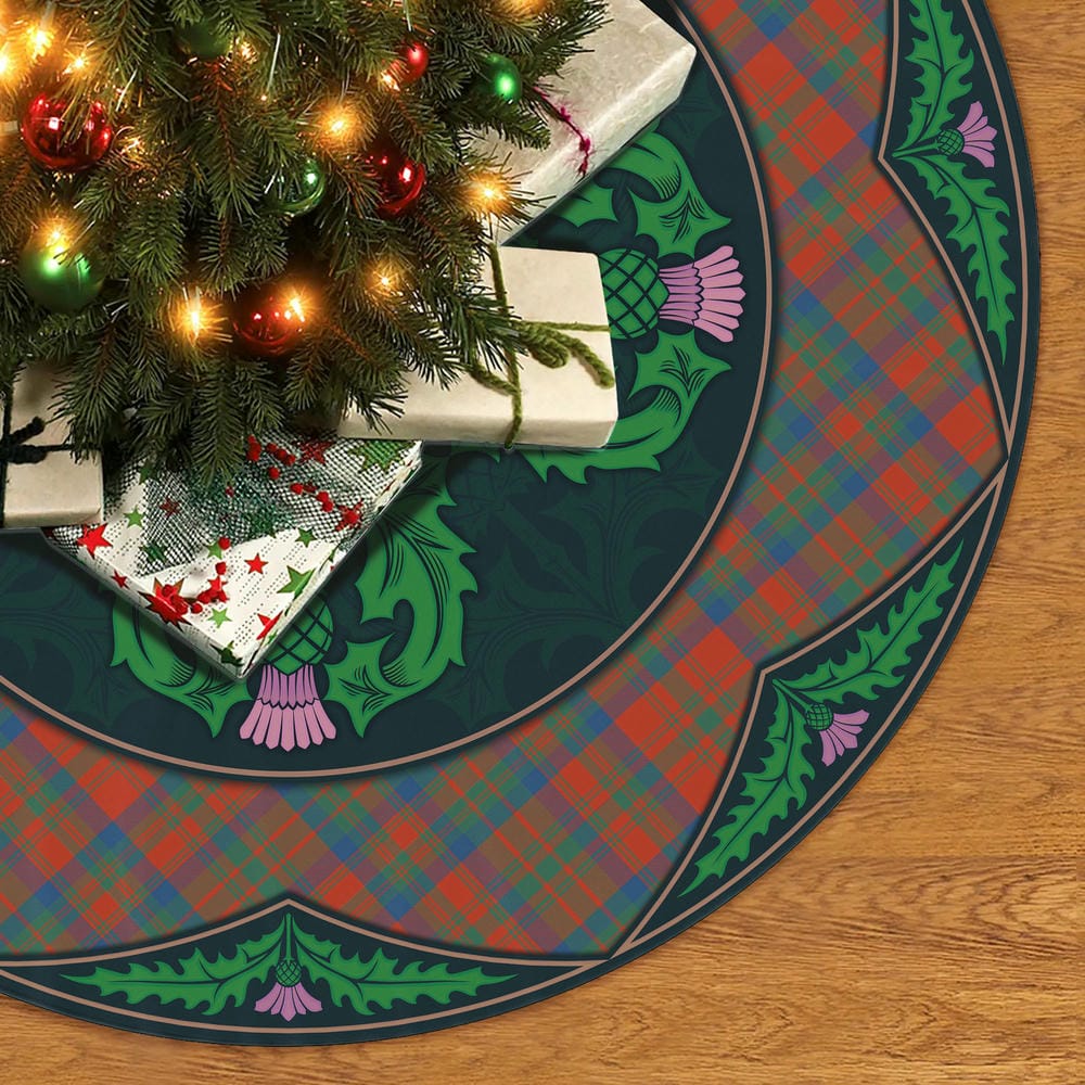 Scottish Matheson Ancient Tartan Christmas Tree Skirt Old Scottish Thistle Flower - Image 2