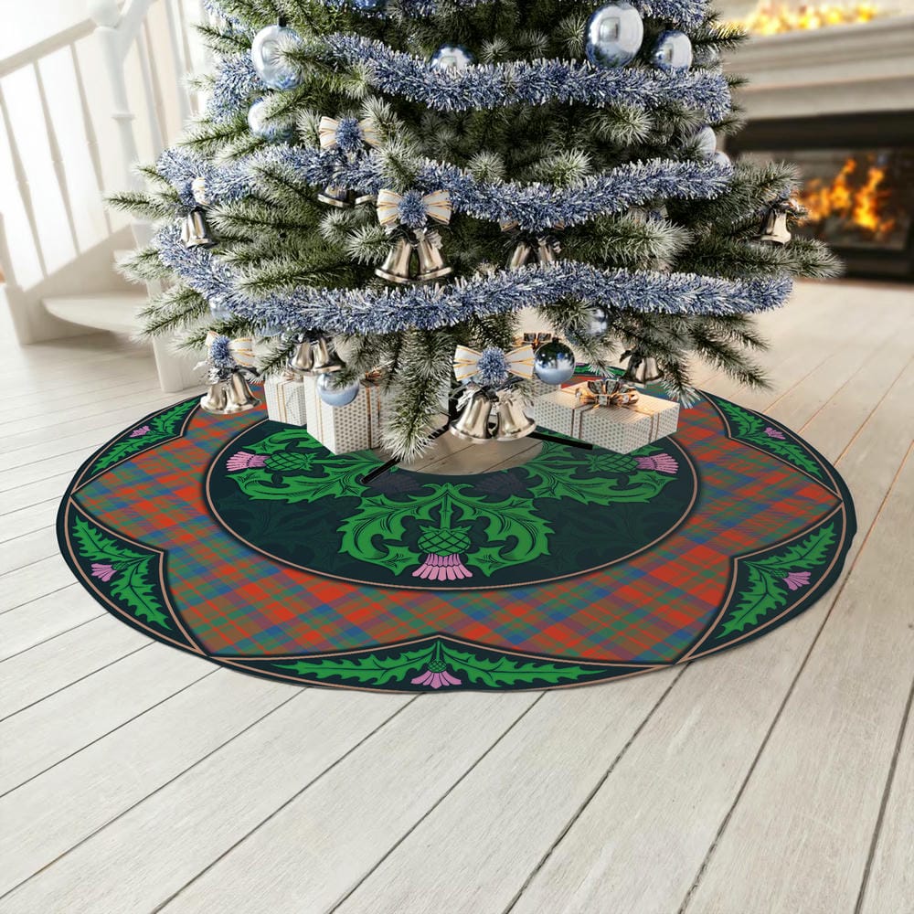 Scottish Matheson Ancient Tartan Christmas Tree Skirt Old Scottish Thistle Flower - Image 3