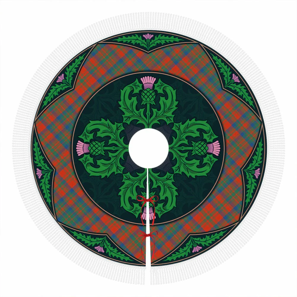 Scottish Matheson Ancient Tartan Christmas Tree Skirt Old Scottish Thistle Flower - Image 4