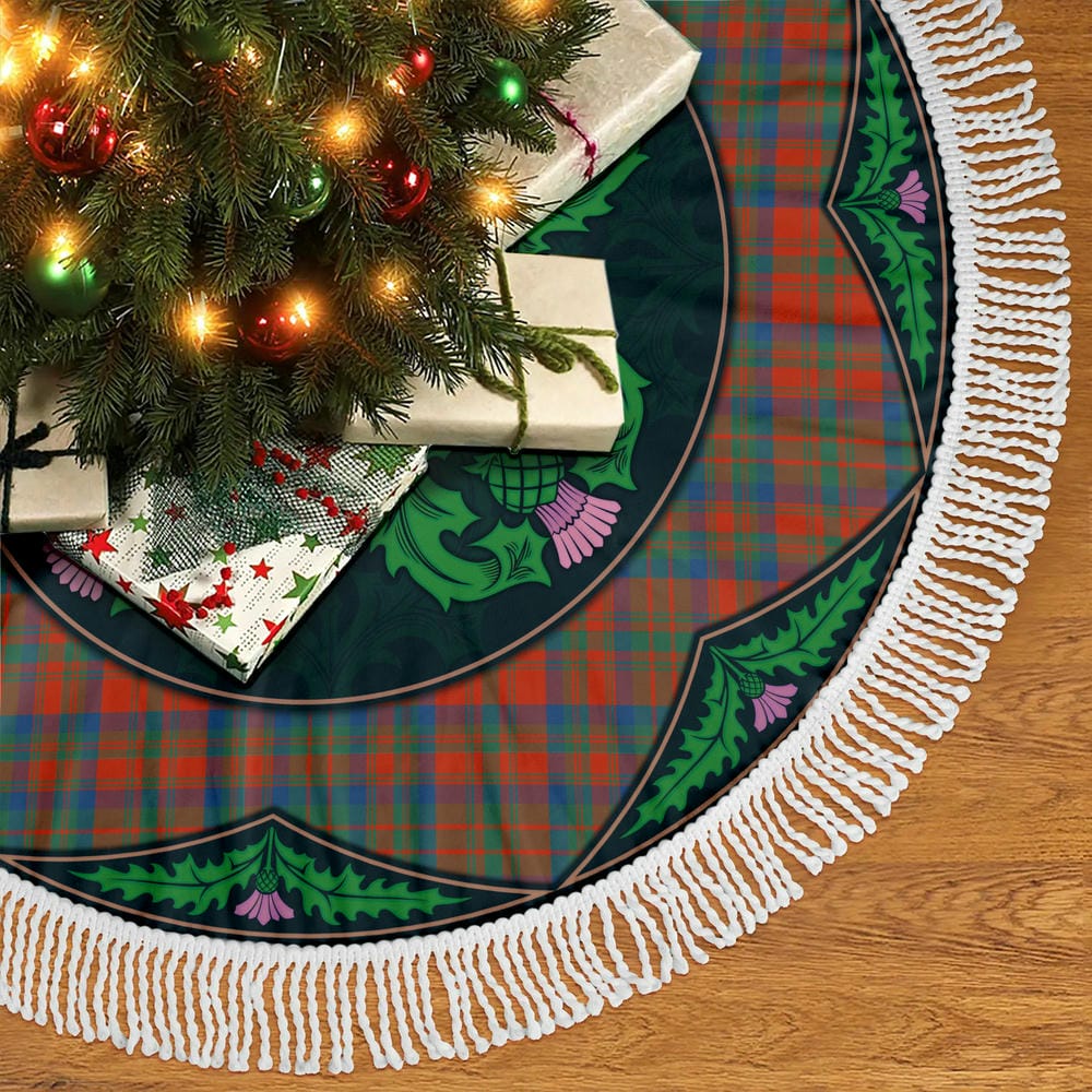 Scottish Matheson Ancient Tartan Christmas Tree Skirt Old Scottish Thistle Flower - Image 5
