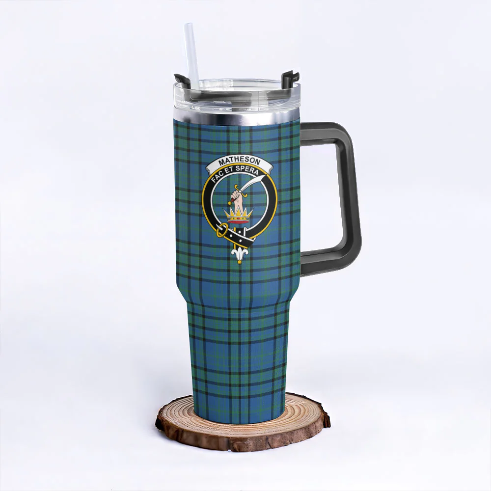 Scottish Matheson Hunting Ancient Clan Badge Tartan 40oz Tumbler - Image 3