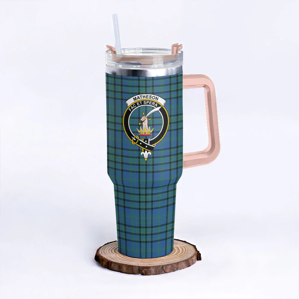 Scottish Matheson Hunting Ancient Clan Badge Tartan 40oz Tumbler - Image 4
