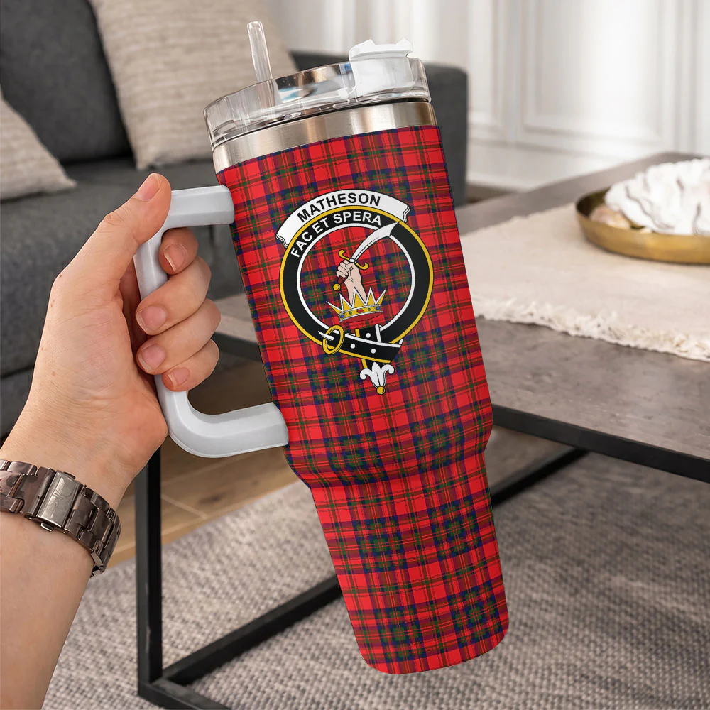 Scottish Matheson Modern Clan Badge Tartan 40oz Tumbler - Image 10