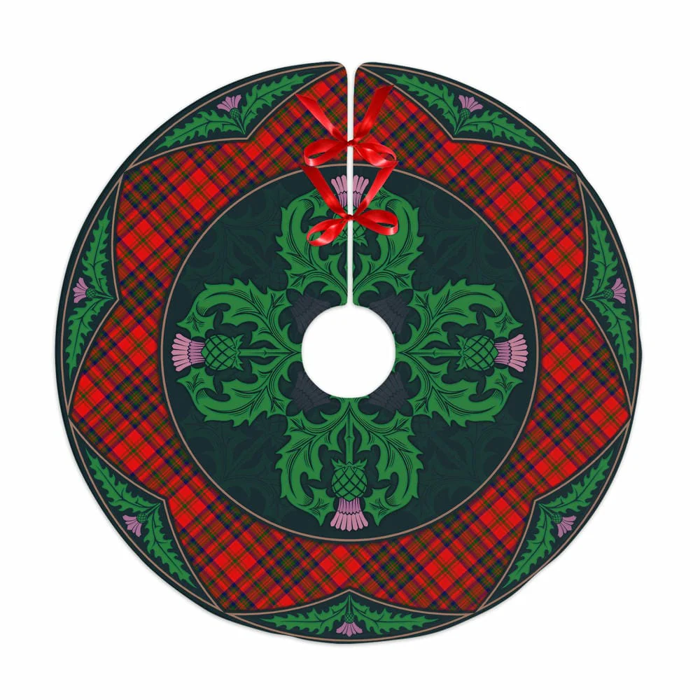 Scottish Matheson Modern Tartan Christmas Tree Skirt Old Scottish Thistle Flower