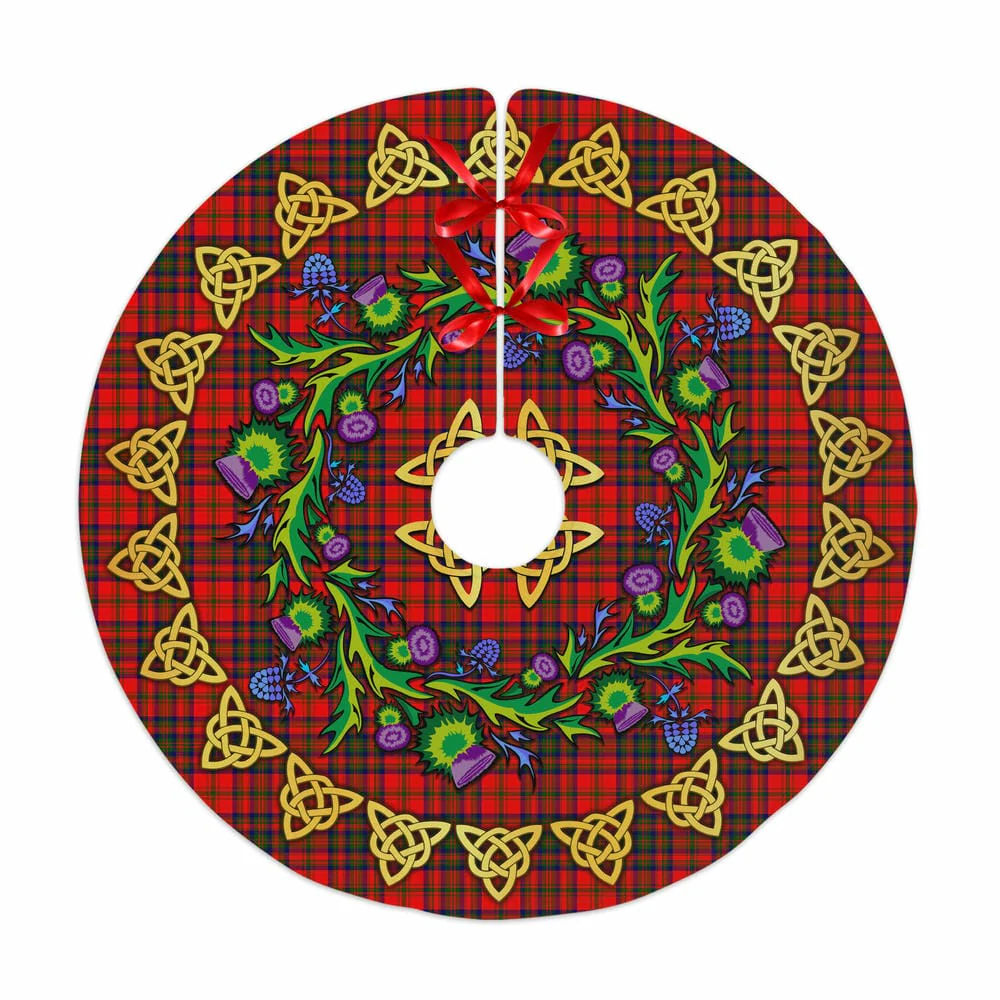 Scottish Matheson Modern Tartan Thistle Celtic Knot Christmas Tree Skirt