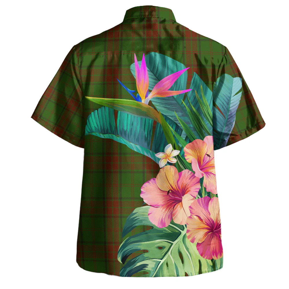 Scottish Maxwell Hunting Clan Badge Tartan Hawaiian Shirt Bouquet Tropical Style - Image 4