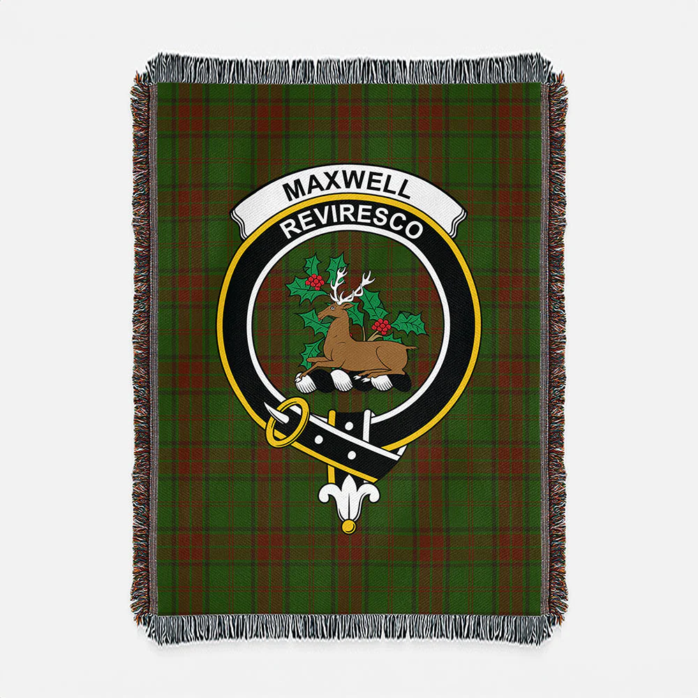 Scottish Maxwell Hunting Clan Badge Tartan Woven Blanket - Image 2
