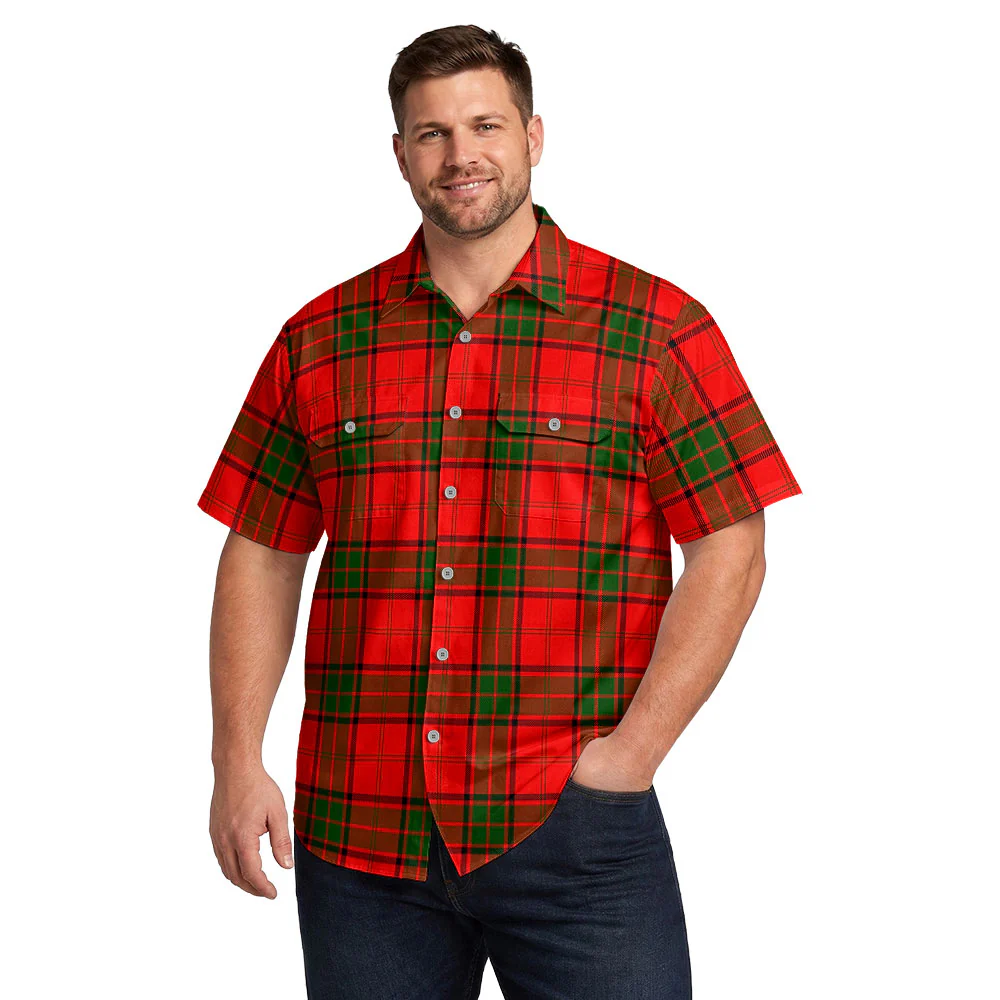 Scottish Maxwell Modern Clan Badge Tartan Short Sleeve Work Shirt - Image 4