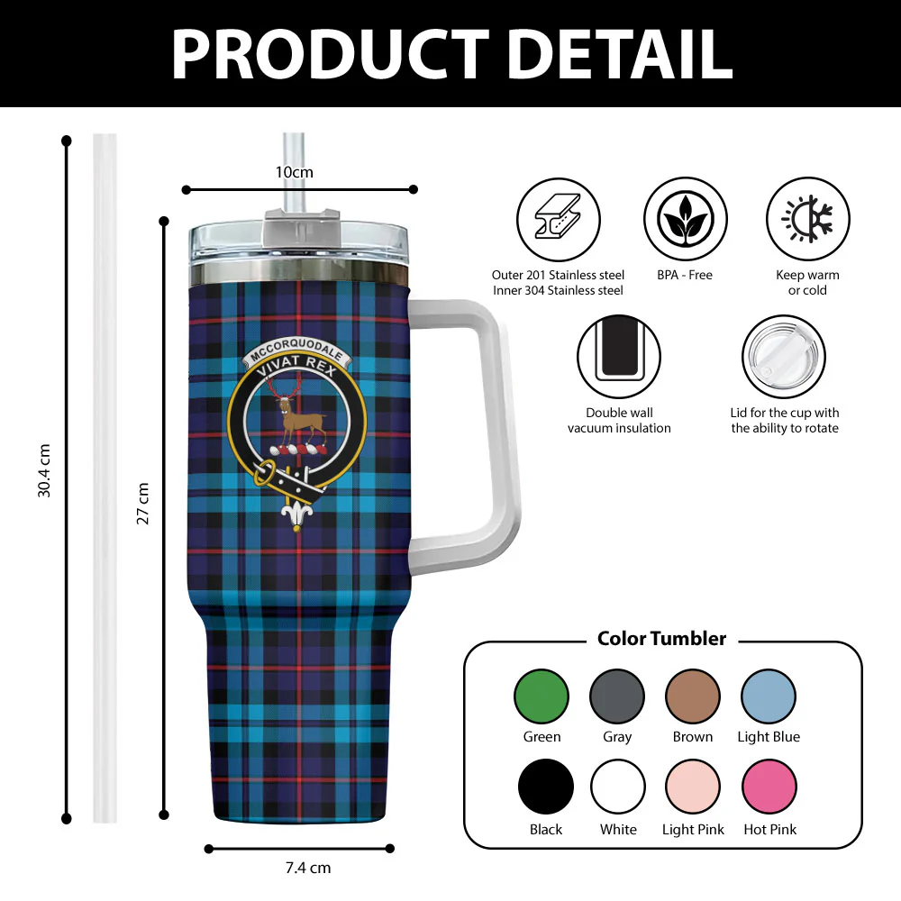 Scottish McCorquodale Clan Badge Tartan 40oz Tumbler - Image 2
