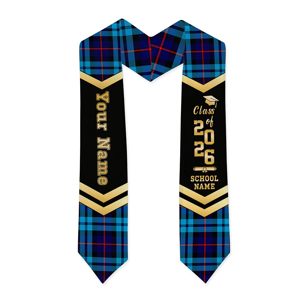 Scottish McCorquodale Clan Badge Tartan Graduation Stole Black Gold Honor - Image 3