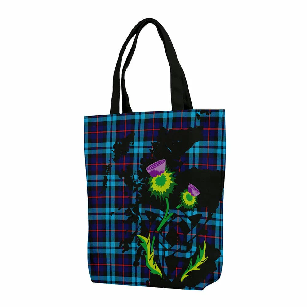 Scottish McCorquodale Tartan Canvas Bag With Shoulder Strap With Thistle