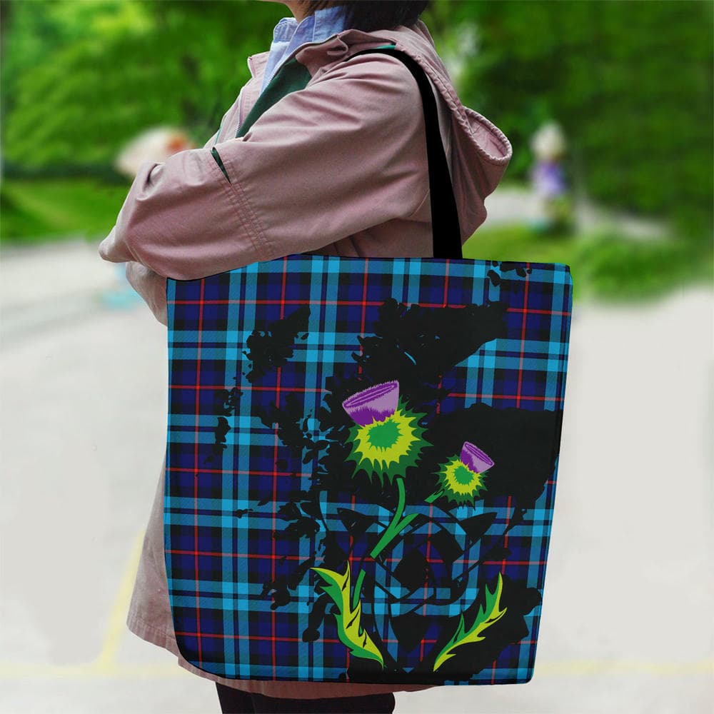 Scottish McCorquodale Tartan Canvas Bag With Shoulder Strap With Thistle - Image 2