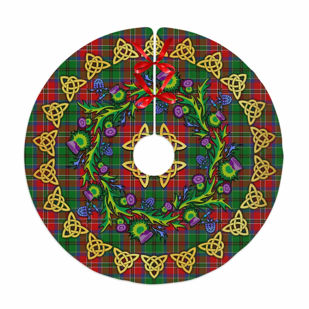 Scottish McCulloch Tartan Thistle Celtic Knot Christmas Tree Skirt
