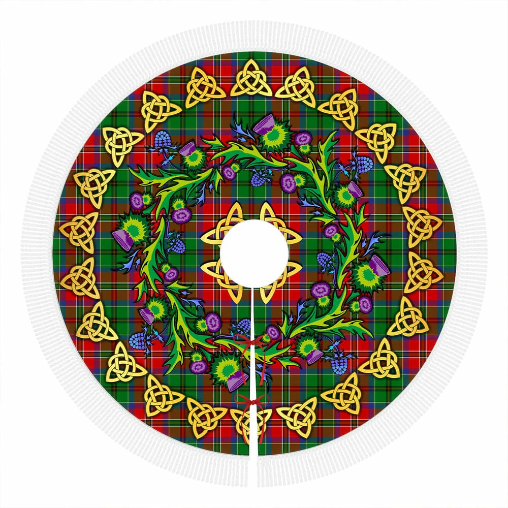 Scottish McCulloch Tartan Thistle Celtic Knot Christmas Tree Skirt - Image 4