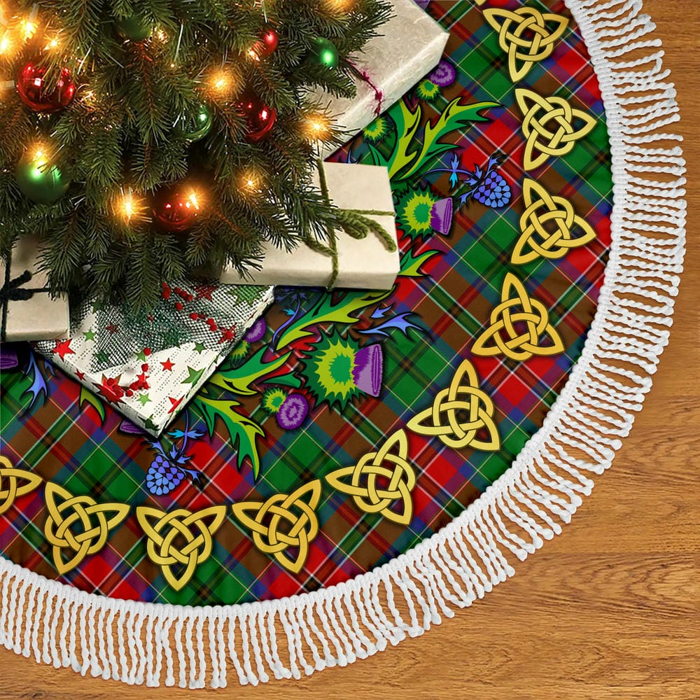 Scottish McCulloch Tartan Thistle Celtic Knot Christmas Tree Skirt - Image 5