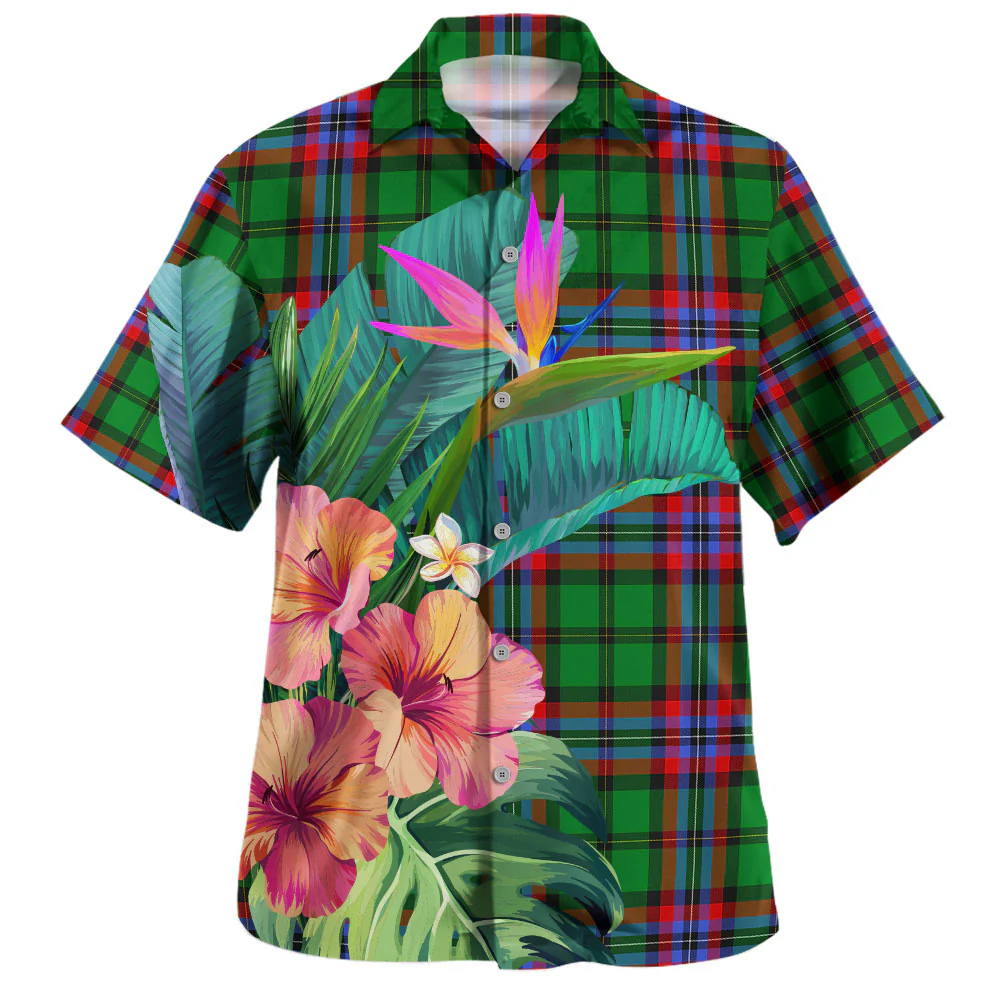 Scottish McGeachie Clan Badge Tartan Hawaiian Shirt Bouquet Tropical Style - Image 2