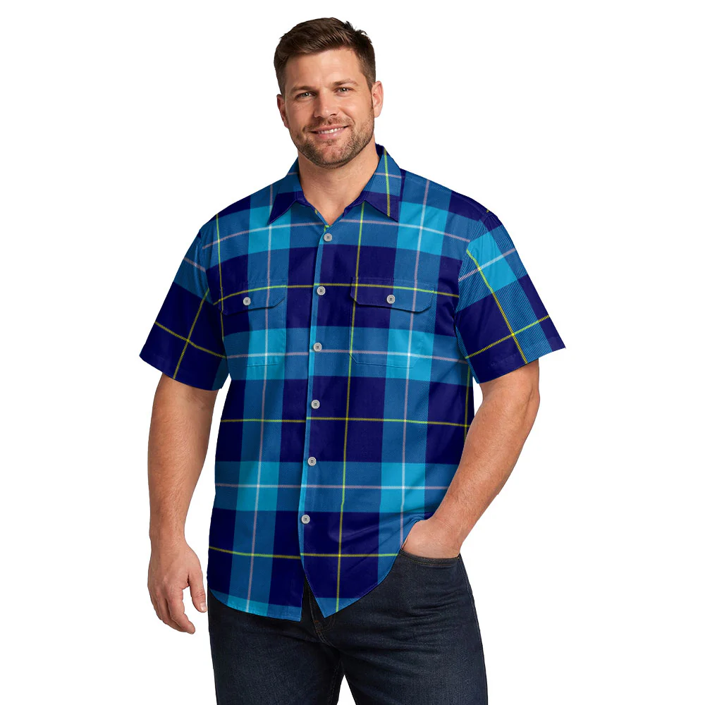 Scottish McKerrell Clan Badge Tartan Short Sleeve Work Shirt - Image 4
