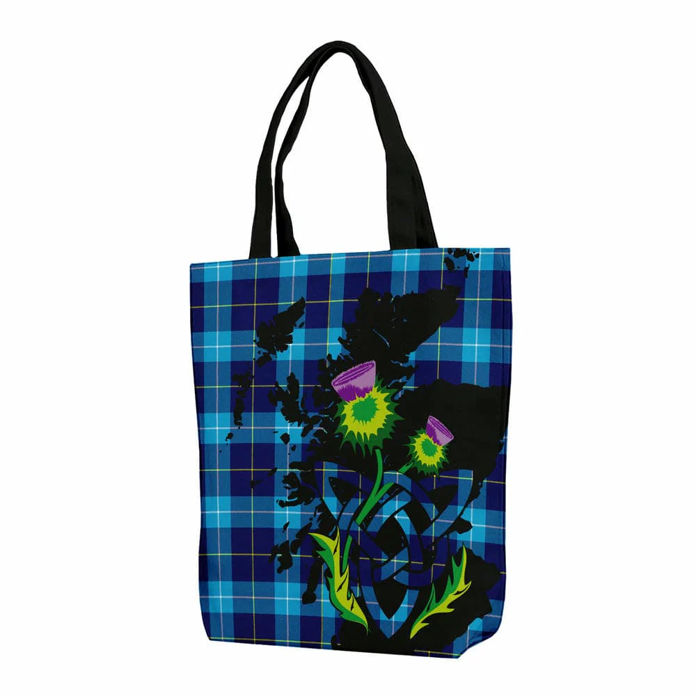 Scottish McKerrell Tartan Canvas Bag With Shoulder Strap With Thistle
