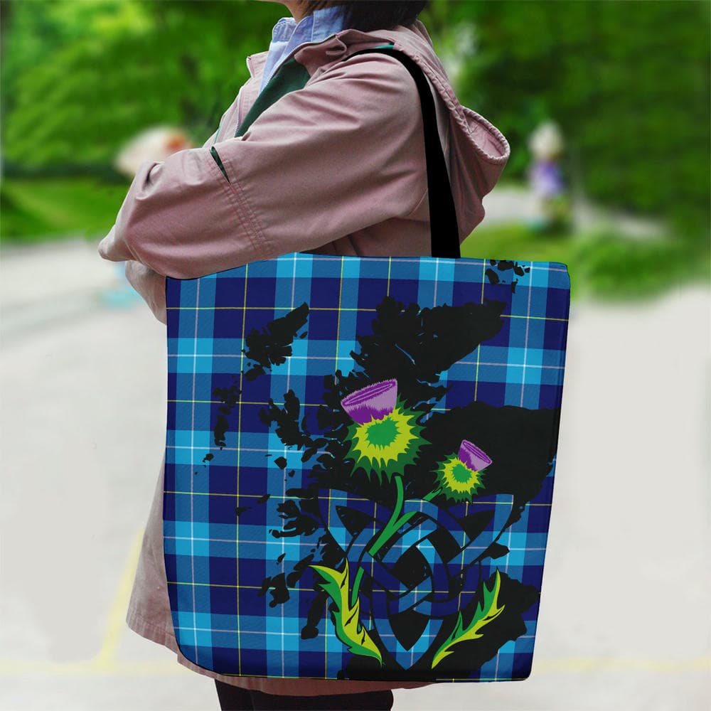 Scottish McKerrell Tartan Canvas Bag With Shoulder Strap With Thistle - Image 2