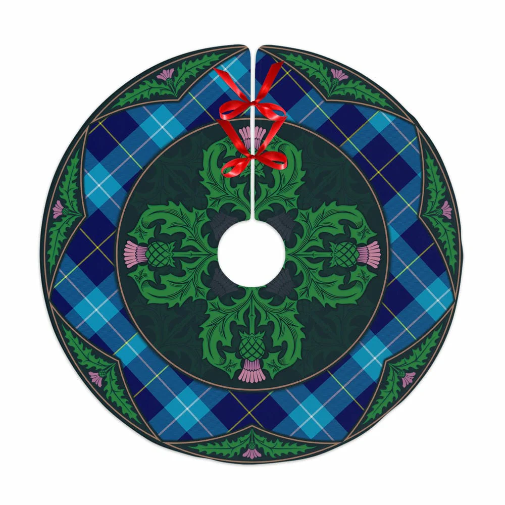 Scottish McKerrell Tartan Christmas Tree Skirt Old Scottish Thistle Flower