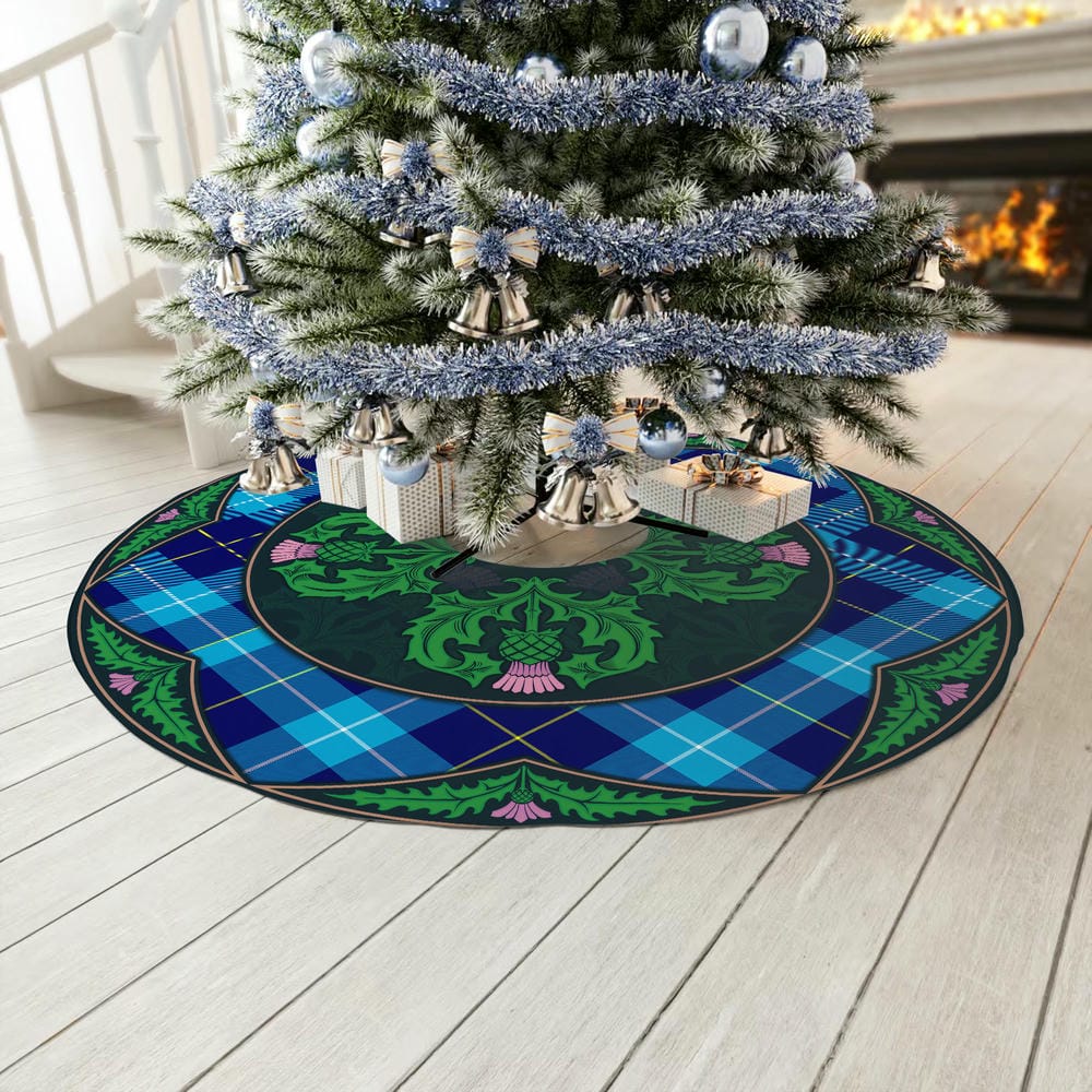 Scottish McKerrell Tartan Christmas Tree Skirt Old Scottish Thistle Flower - Image 3