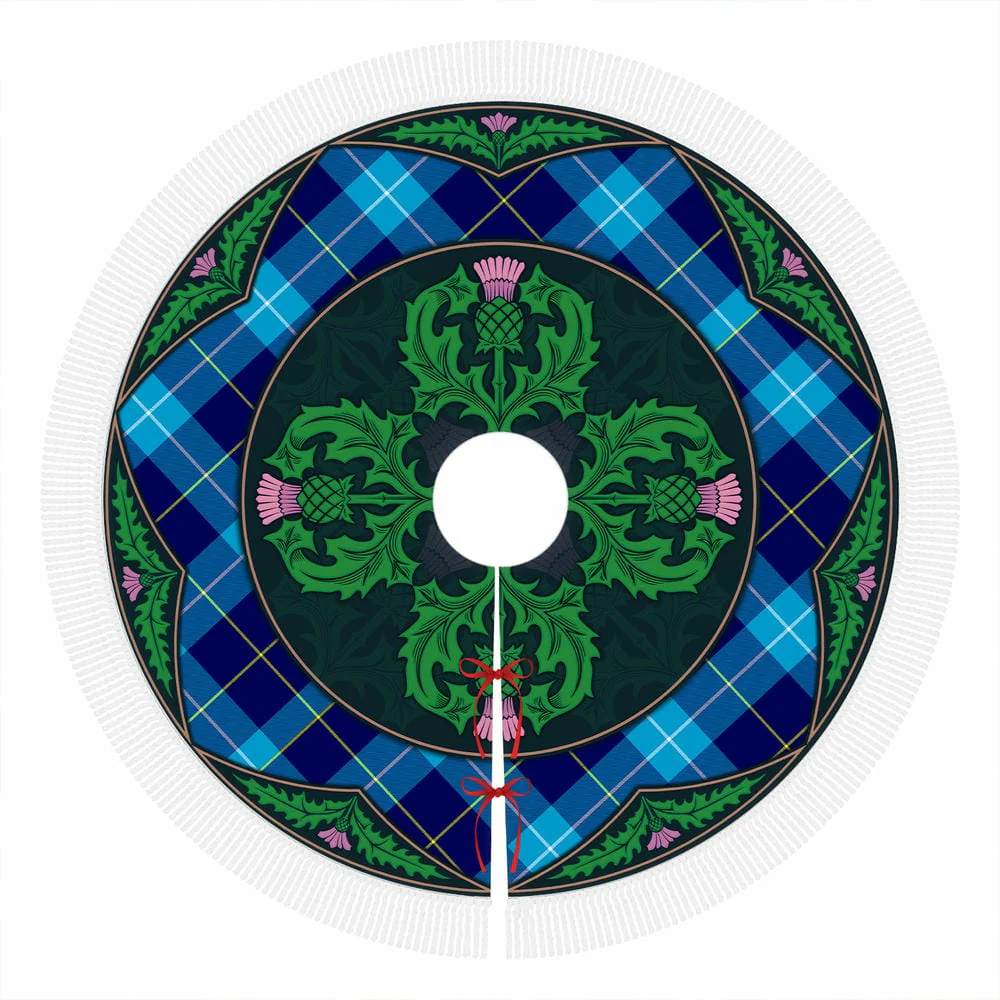 Scottish McKerrell Tartan Christmas Tree Skirt Old Scottish Thistle Flower - Image 4