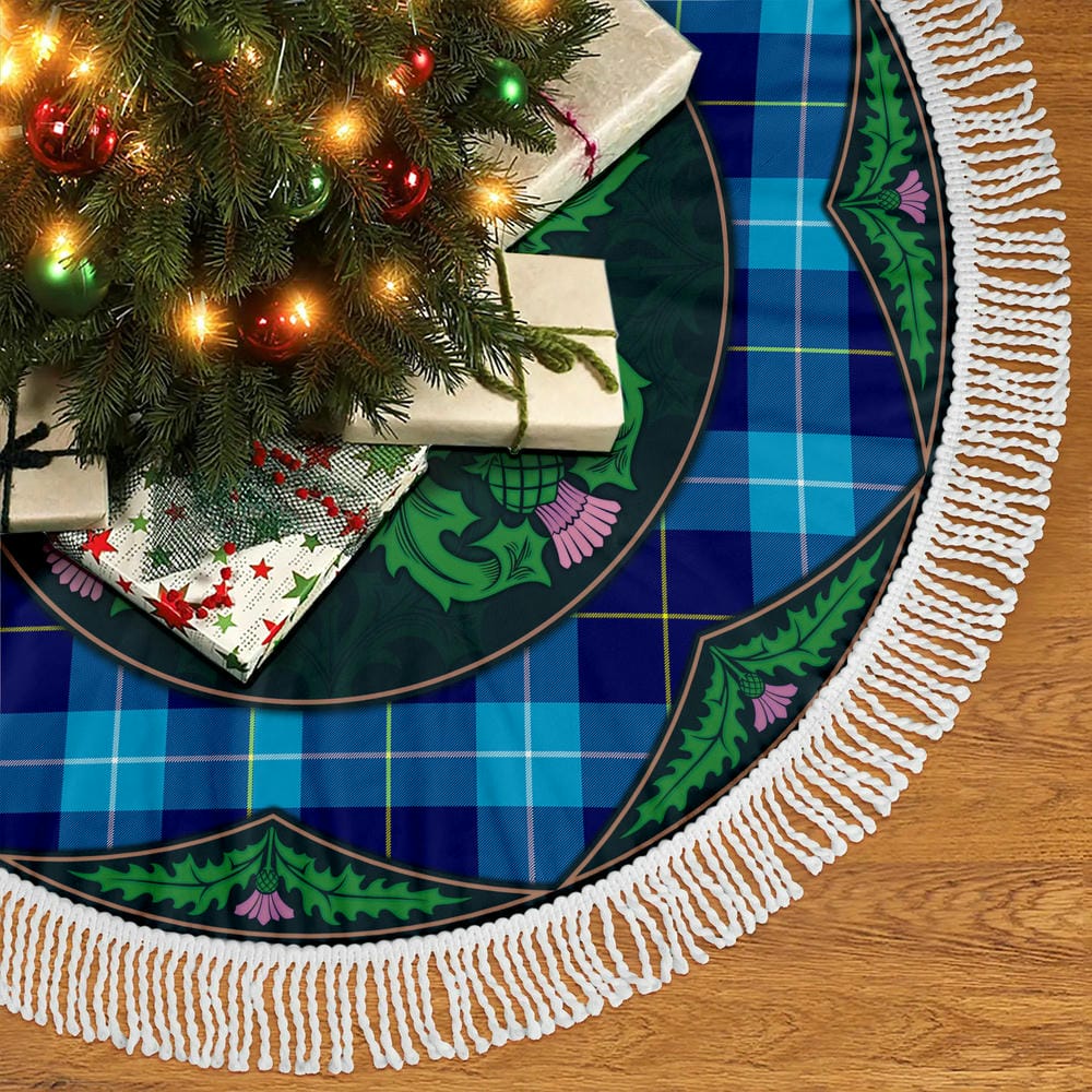 Scottish McKerrell Tartan Christmas Tree Skirt Old Scottish Thistle Flower - Image 5