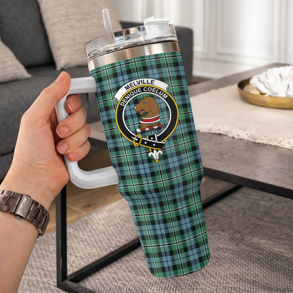 Scottish Melville Clan Badge Tartan 40oz Tumbler - Image 10