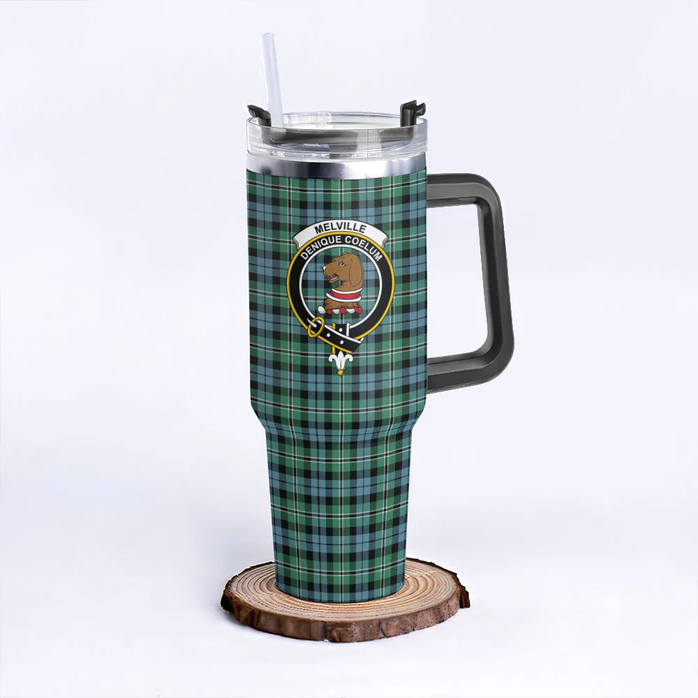 Scottish Melville Clan Badge Tartan 40oz Tumbler - Image 3