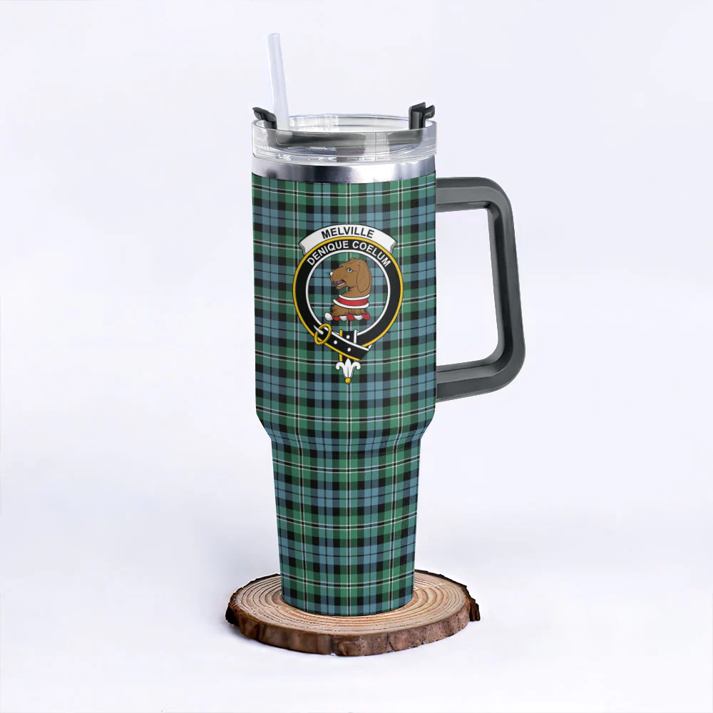 Scottish Melville Clan Badge Tartan 40oz Tumbler - Image 6