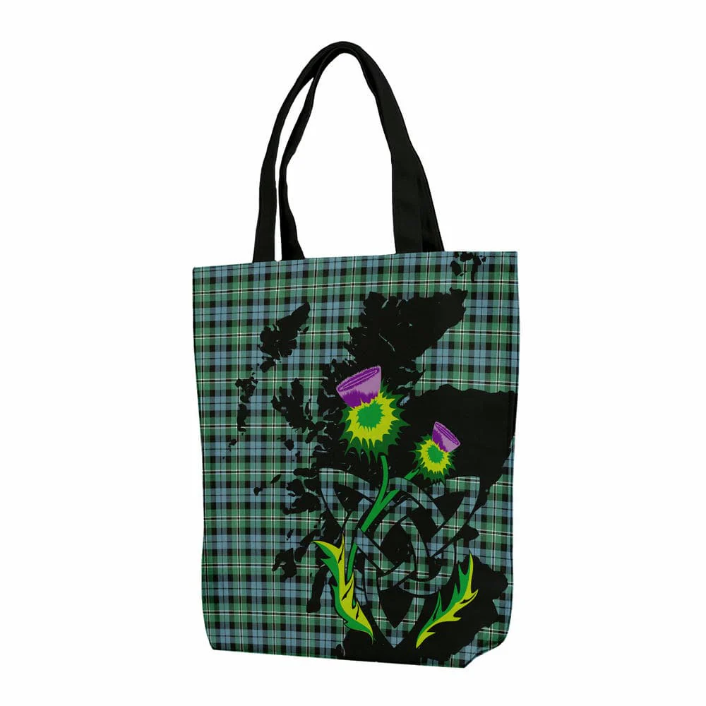 Scottish Melville Tartan Canvas Bag With Shoulder Strap With Thistle