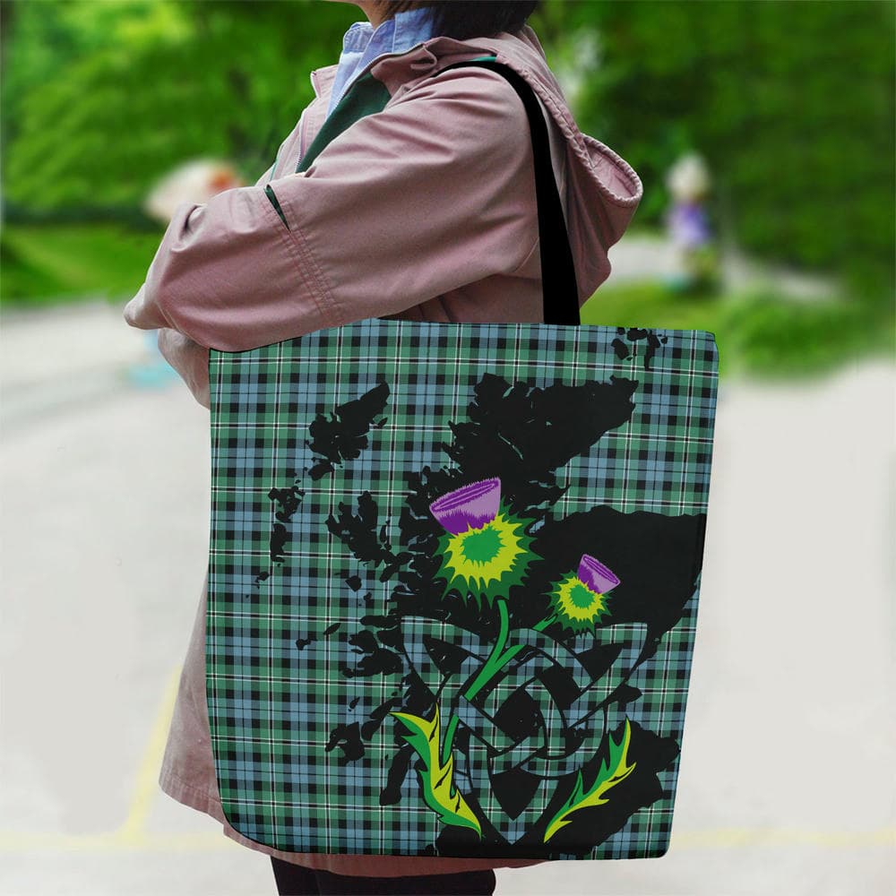 Scottish Melville Tartan Canvas Bag With Shoulder Strap With Thistle - Image 2