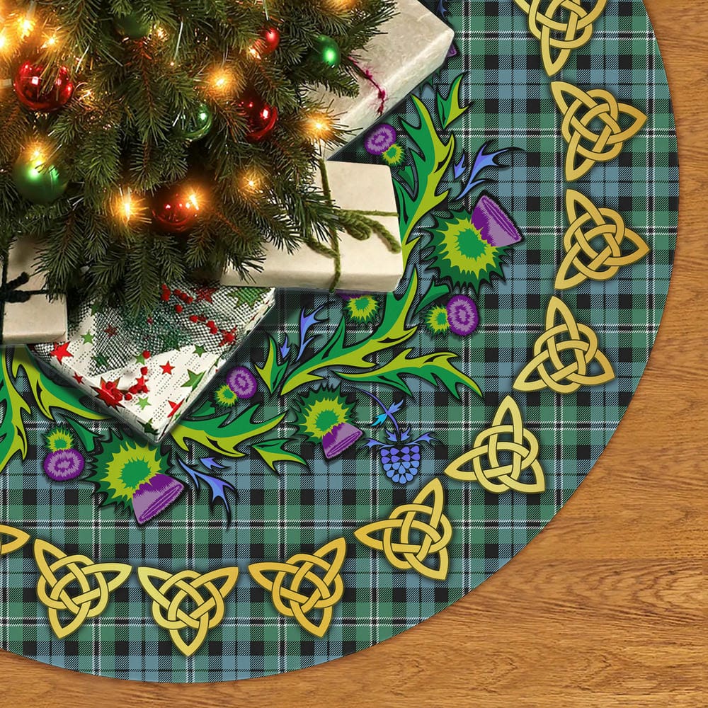 Scottish Melville Tartan Thistle Celtic Knot Christmas Tree Skirt - Image 2